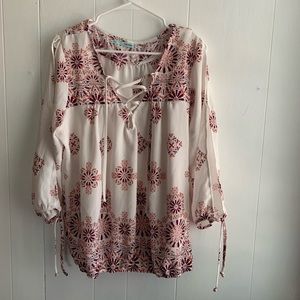Open Sleeved Lace Up Blouse